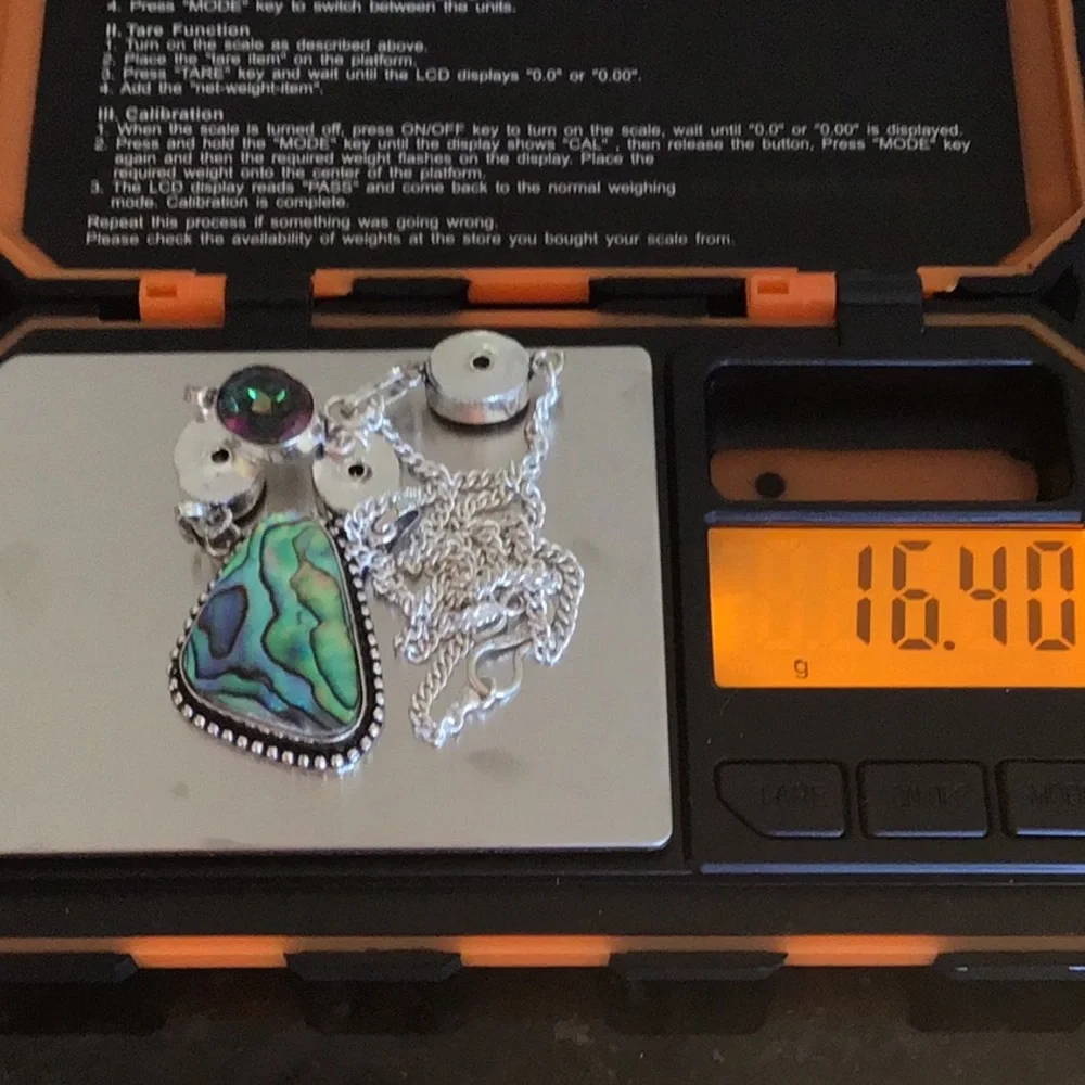 Sterling Silver Mystic Fire Topaz and Abalone Pearl Necklace Choker - Picture 10 of 11